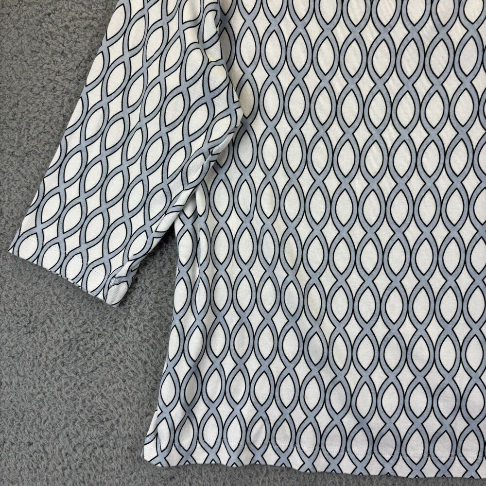 Chicos Top Large Beachy Coastal Nautical Convertible Geometric Twist-Neck Tee - Picture 3 of 10